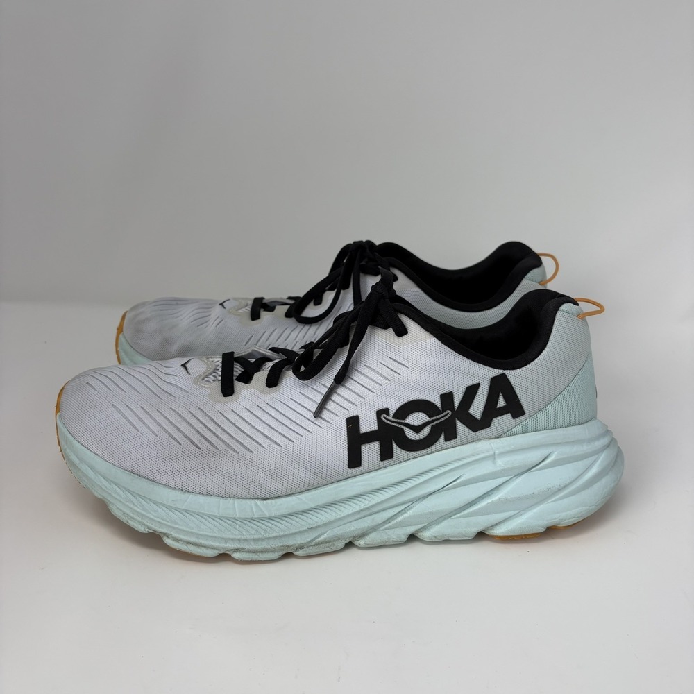 HOKA  One One Rincon 3 Mens Running Shoes Light Blue White Orange Size 9.5 Men